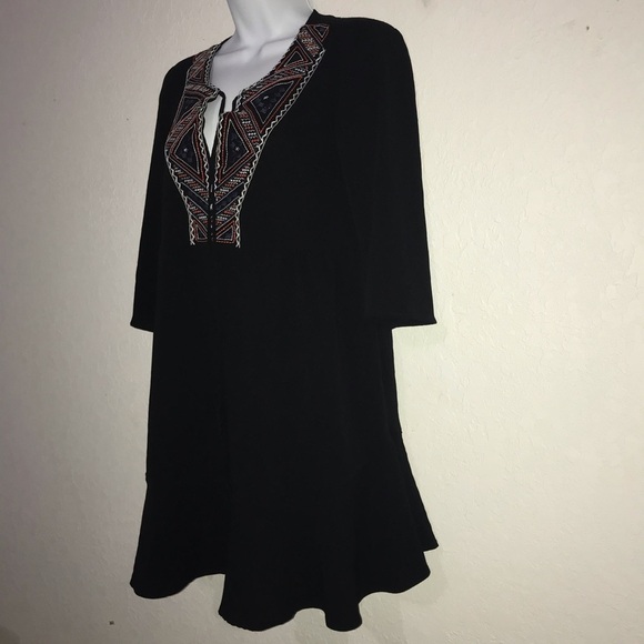 2/$20 Three Hearts Boho Embroidered Mini Dress  M Black - Picture 2 of 8